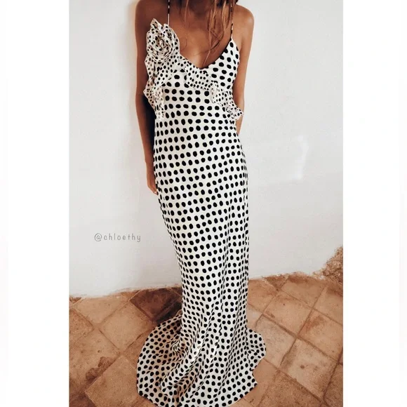 Zara RUFFLED SATIN EFFECT POLKA DOT DRESS - Picture 1 of 16